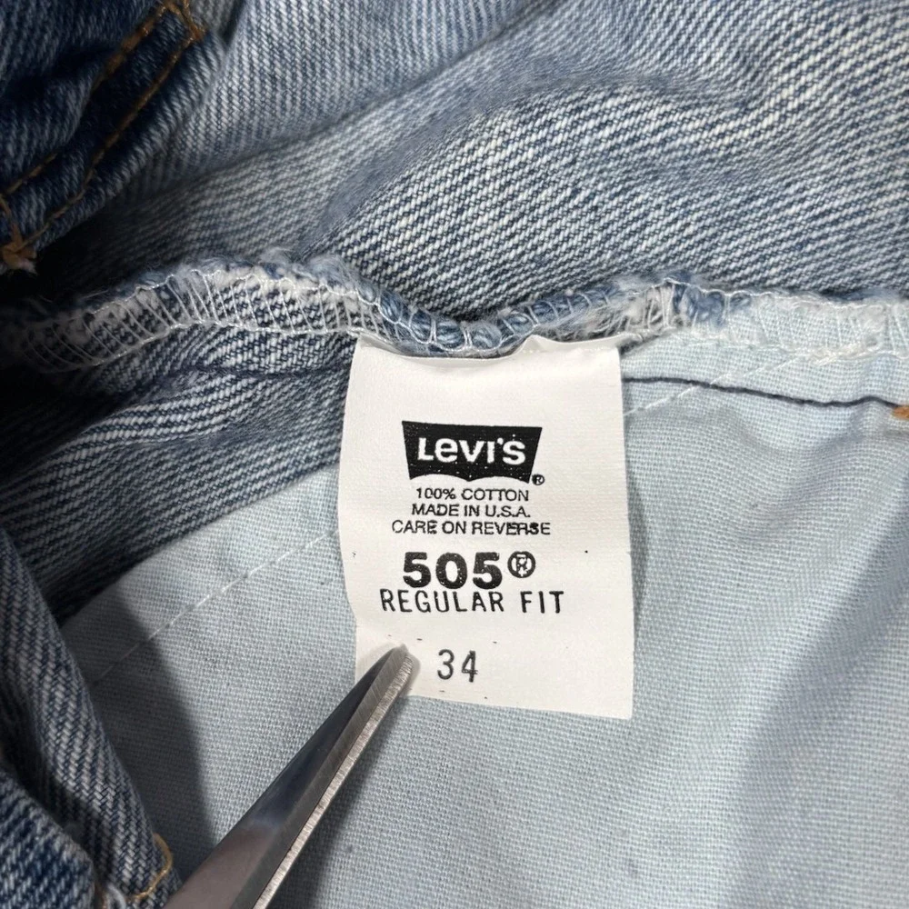 Vintage Levis 505 Jean Shorts Mens 33 Regular Fit Blue Denim Cotton Made In‎ USA